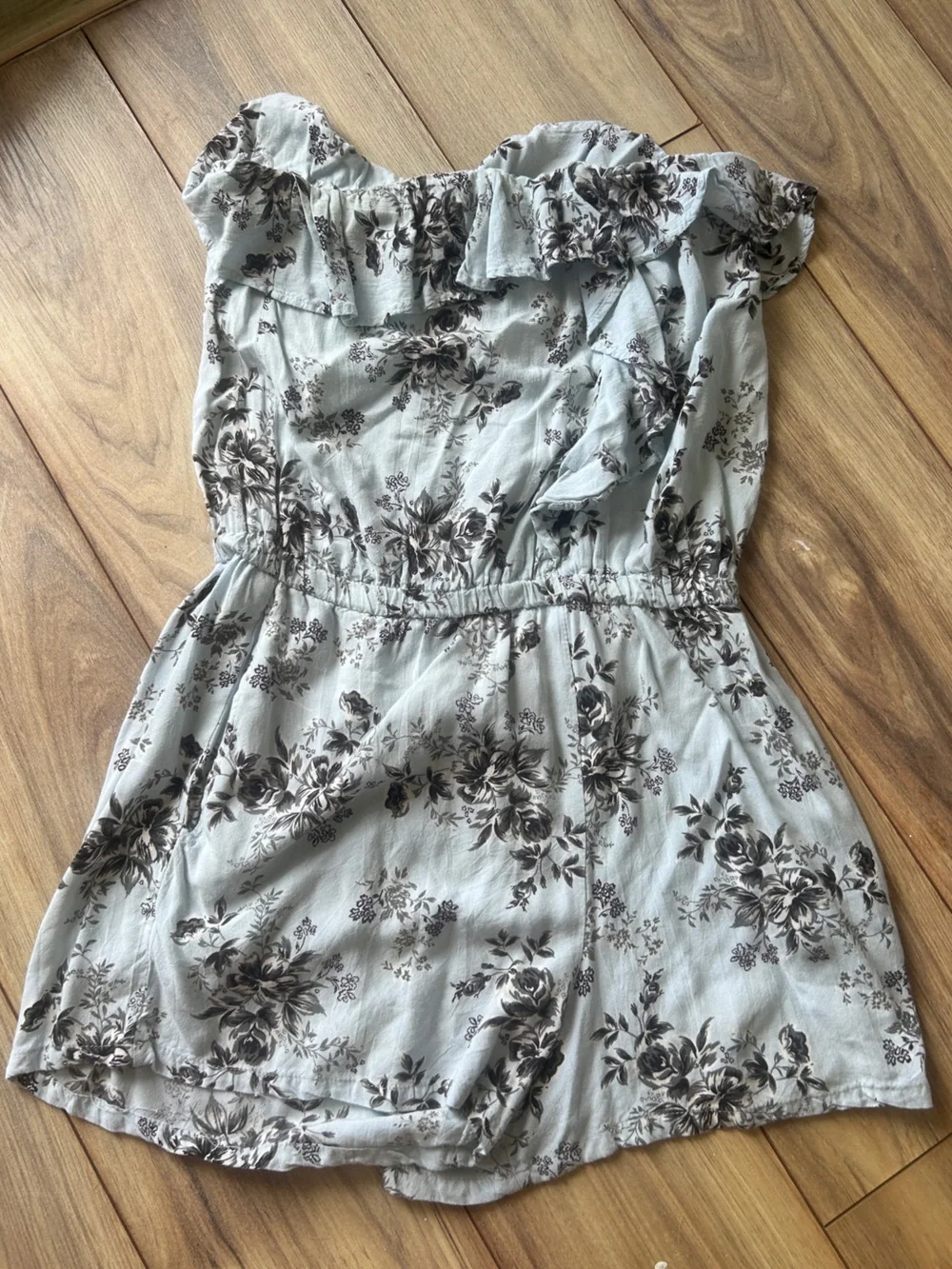 Angie Light blue sleeveless floral romper